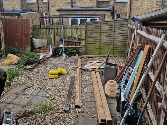 Clearing an old shed and overgrown bushes before we can install fencing at a property in Balham Clearing an old shed and overgrown bushes before we can install fencing at a property in Balham